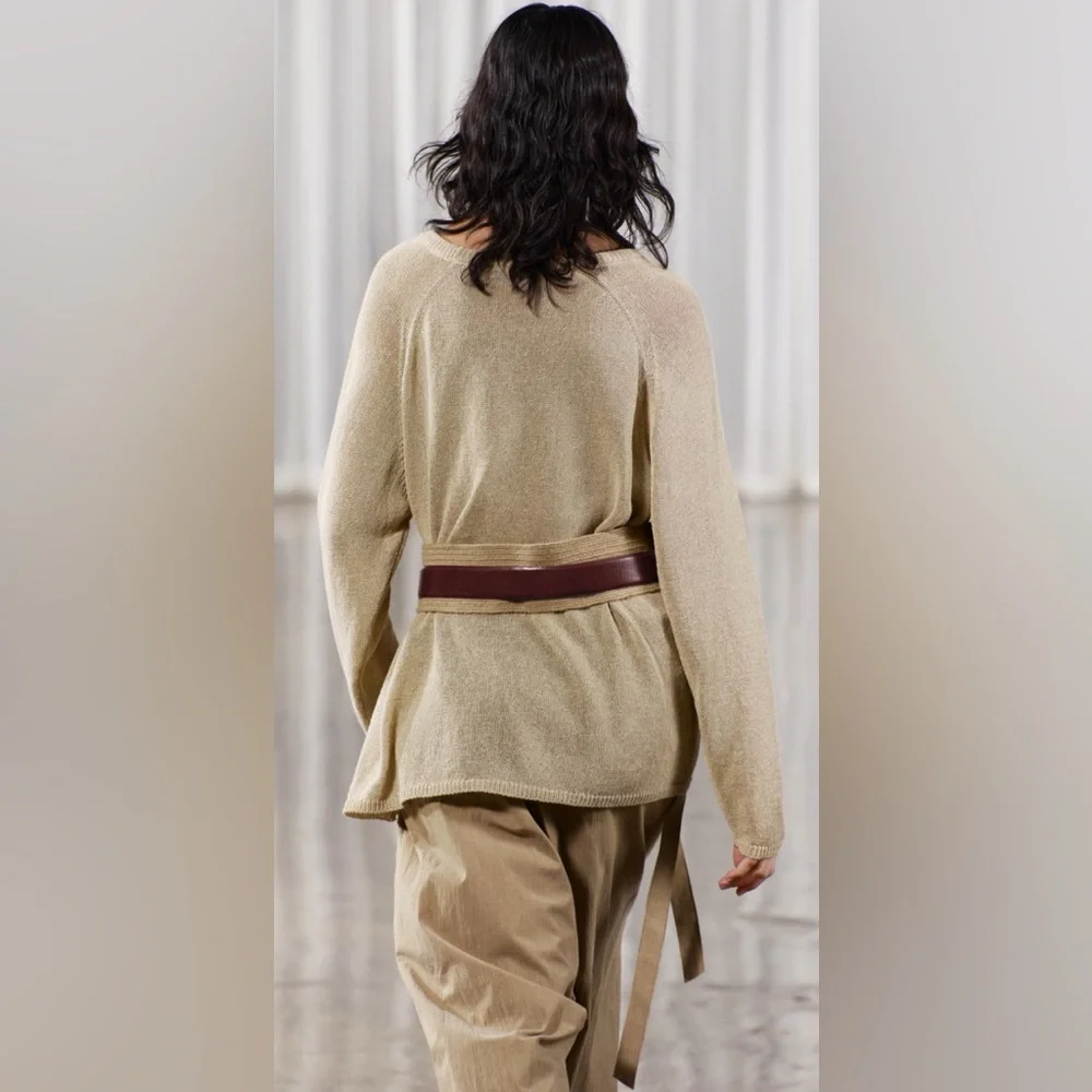 Zara Brown Jute Leather Belt -Size US 32- NWT
